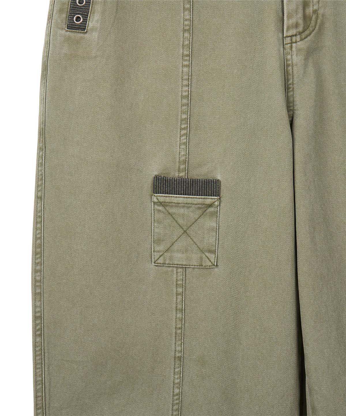 단델(DANDEL) DD box stitch binding pants (ASH KHAKI)
