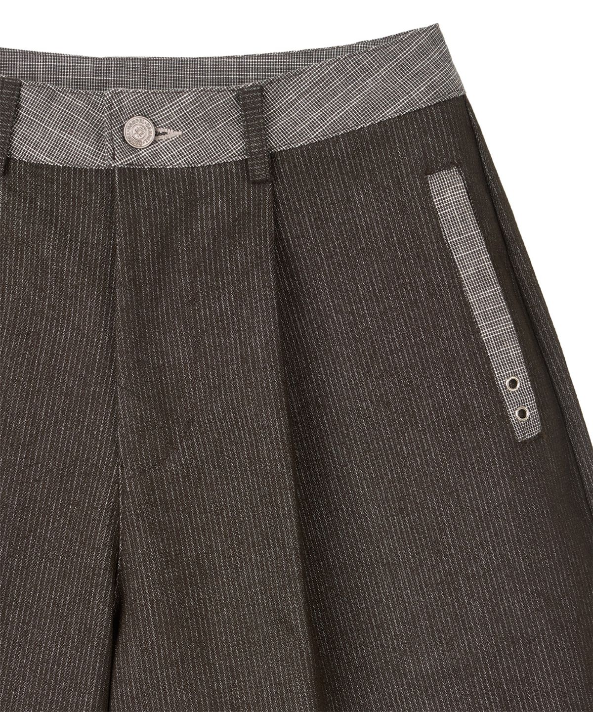 단델(DANDEL) DD stripe denim bermuda pants (BROWN)