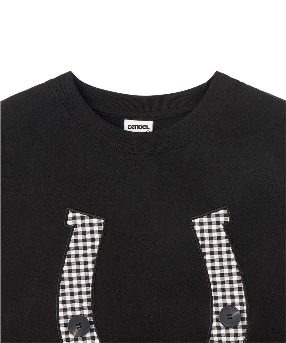 단델(DANDEL) DD horseshoe check applique tee (BLACK)