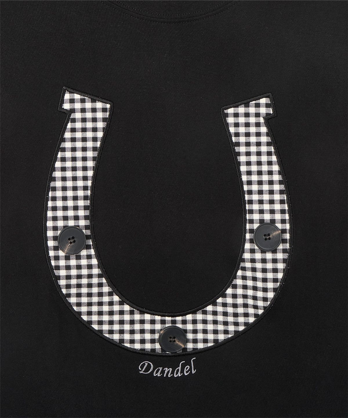 단델(DANDEL) DD horseshoe check applique tee (BLACK)