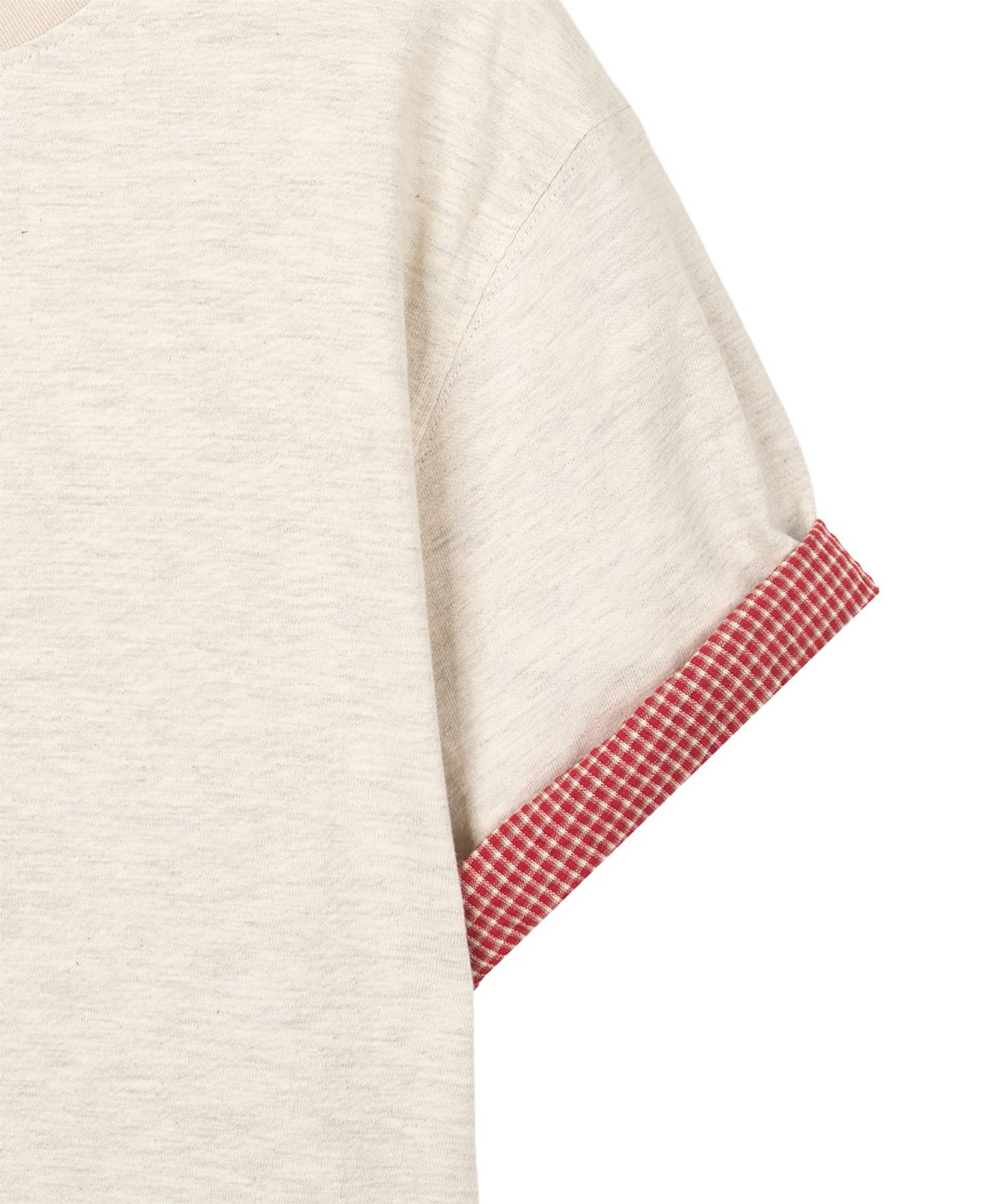 단델(DANDEL) DD check roll-up henley neck tee (OATMEAL)