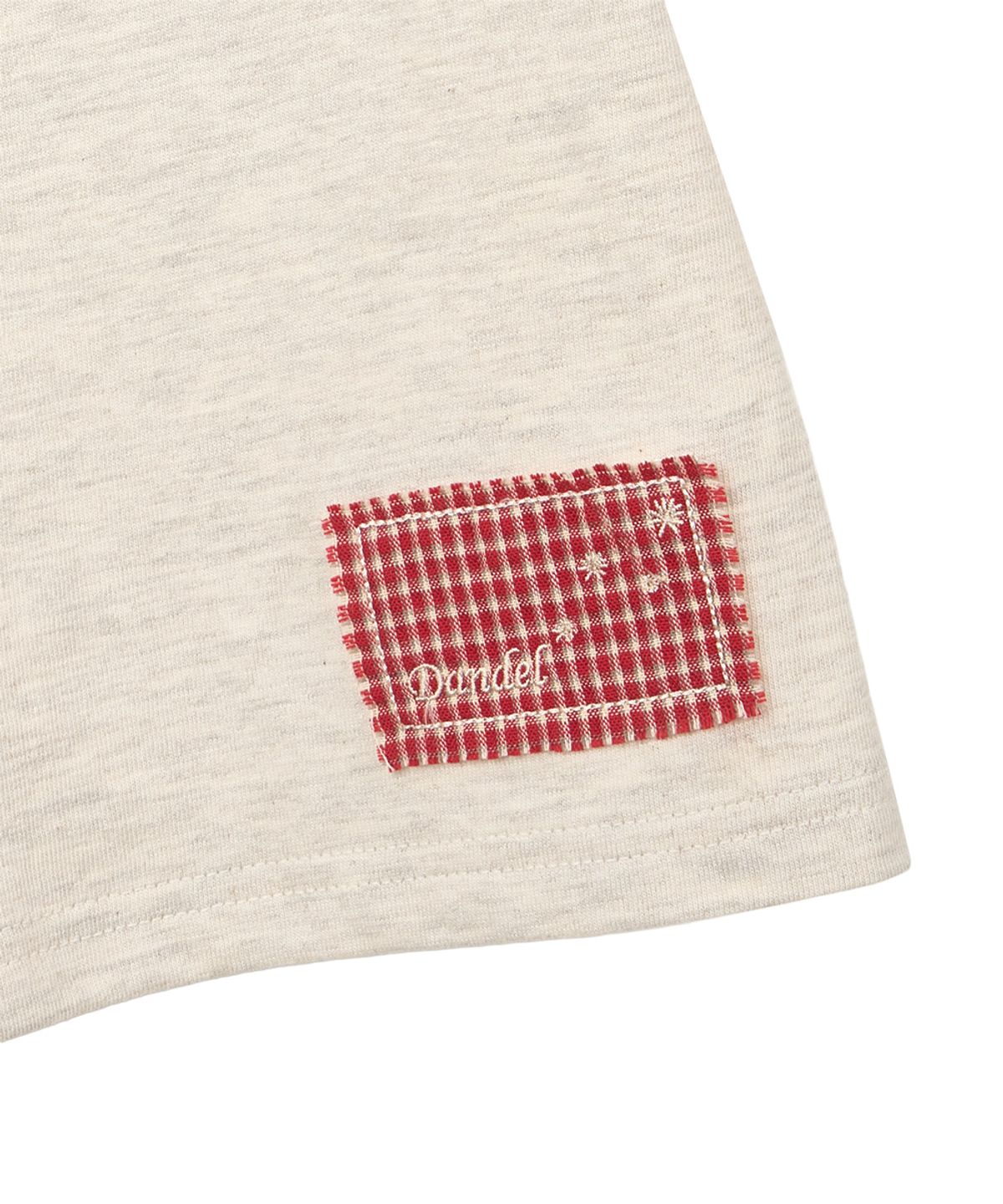 단델(DANDEL) DD check roll-up henley neck tee (OATMEAL)