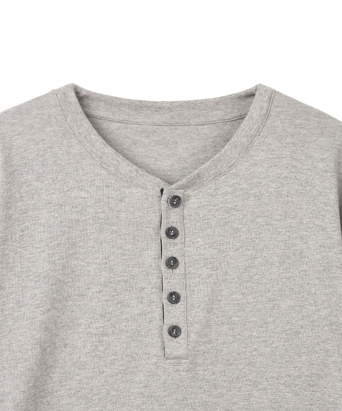 단델(DANDEL) DD check roll-up henley neck tee (GREY)
