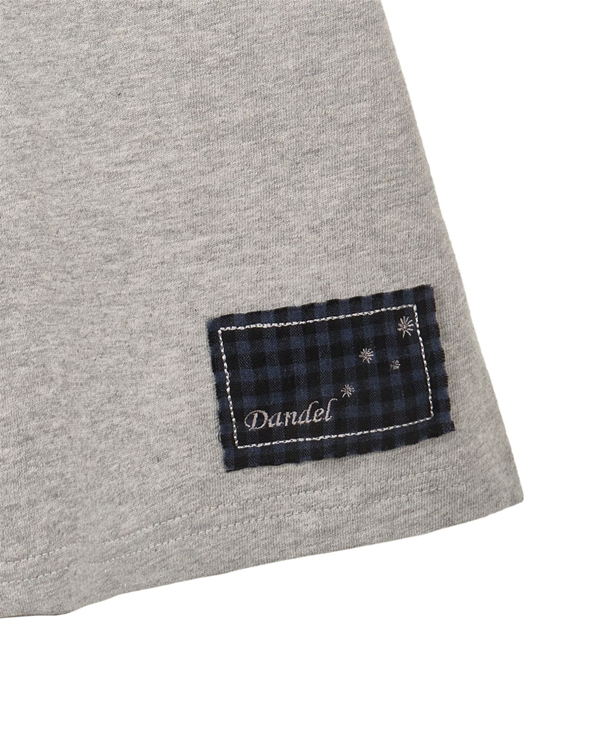 단델(DANDEL) DD check roll-up henley neck tee (GREY)