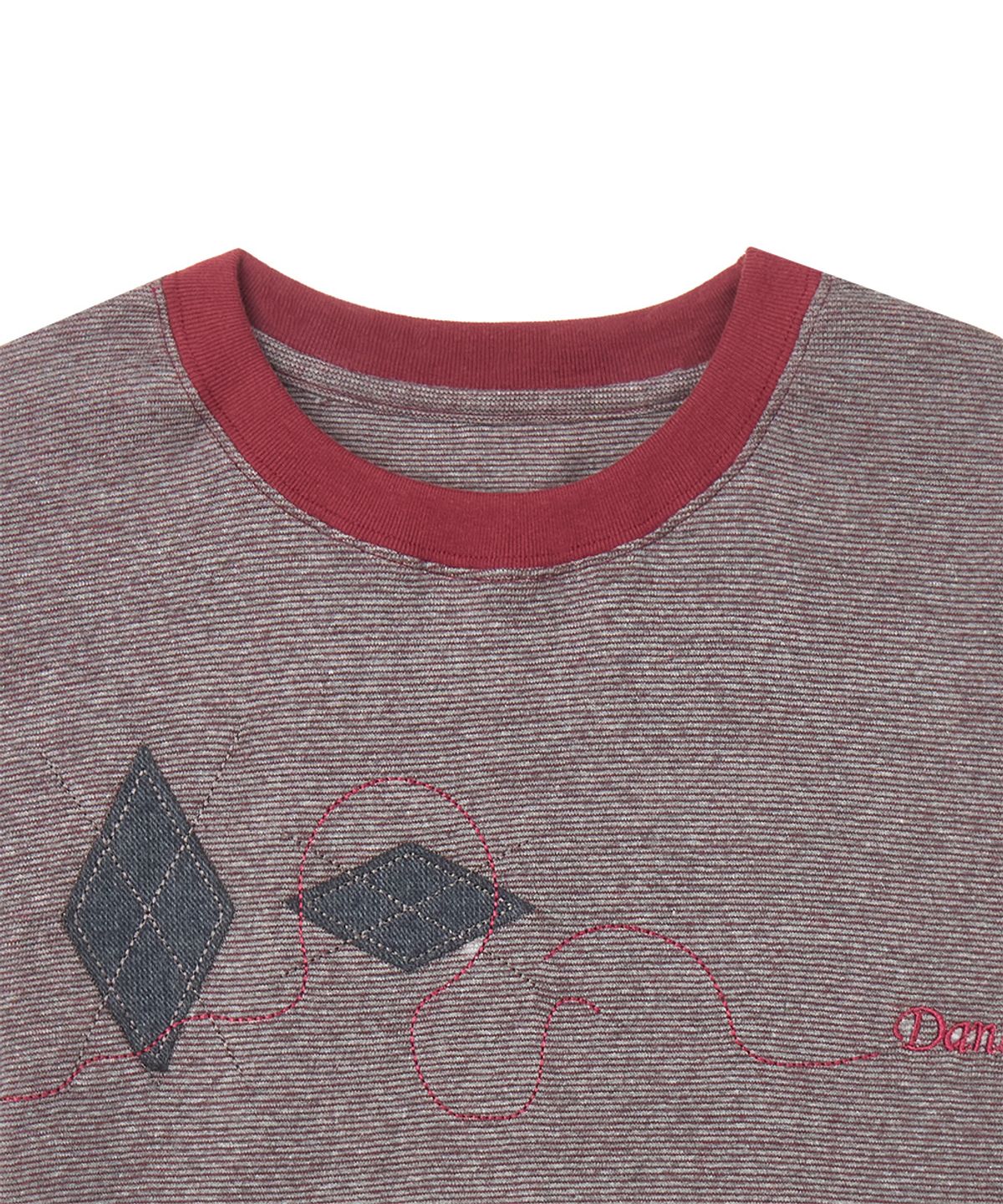 단델(DANDEL) DD argyle applique stripe tee (RED)