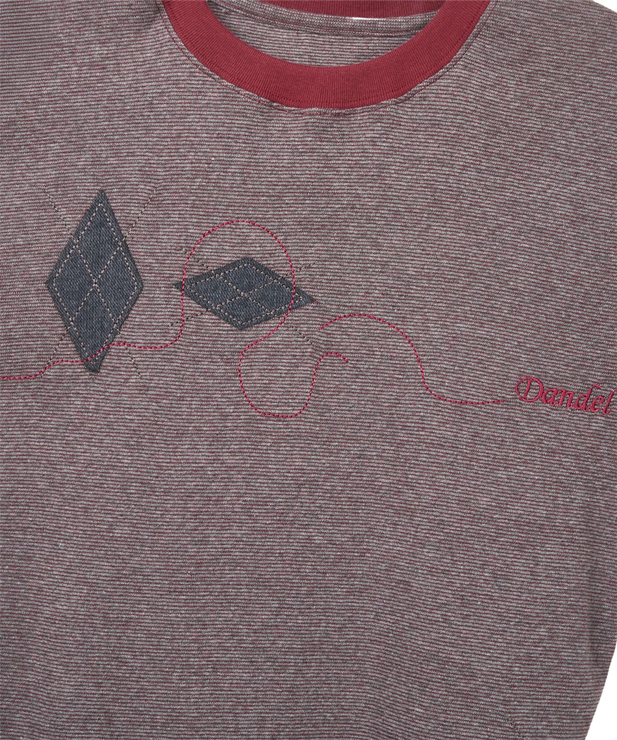 단델(DANDEL) DD argyle applique stripe tee (RED)