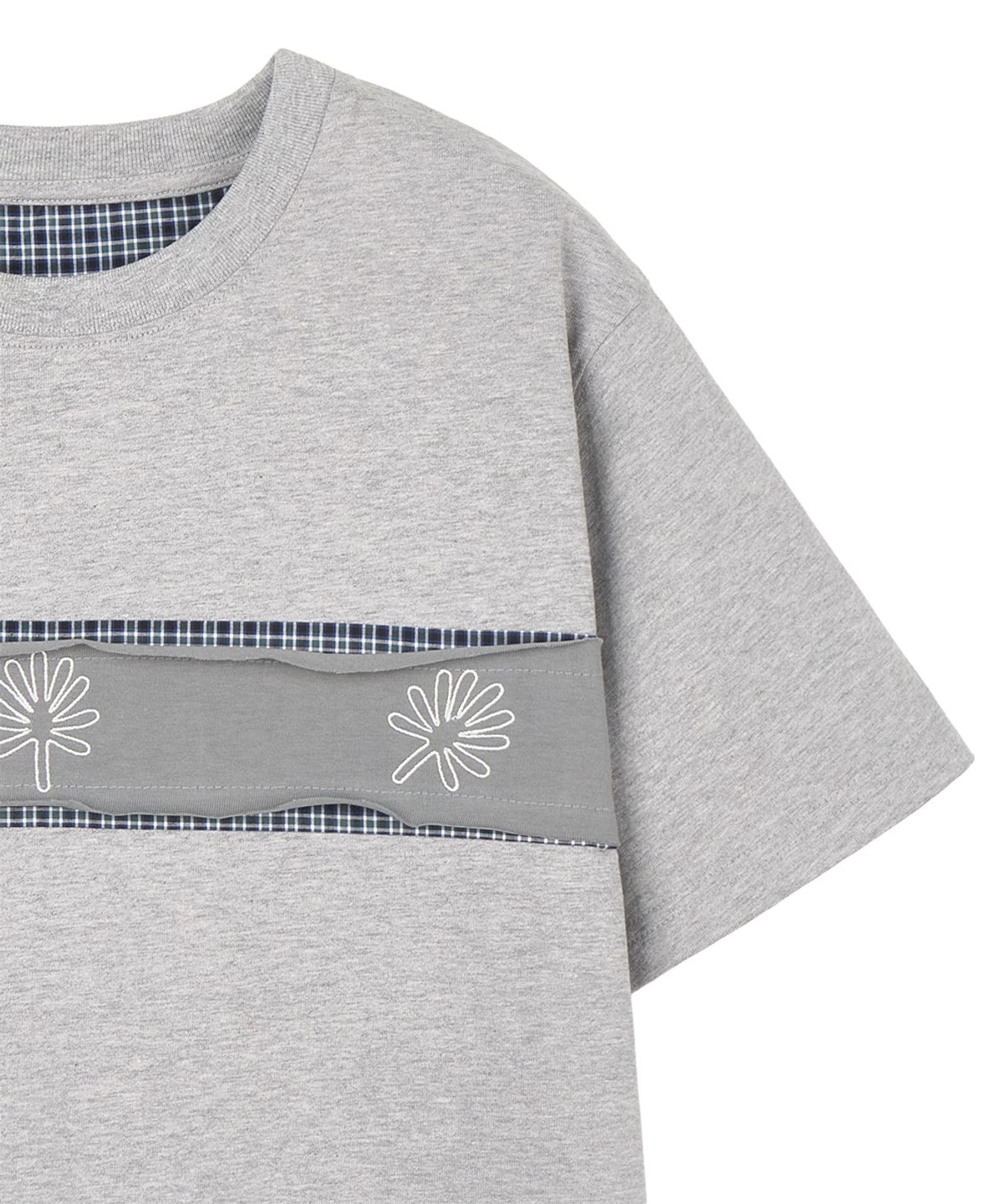 단델(DANDEL) DD check inset symbol tee (GREY)