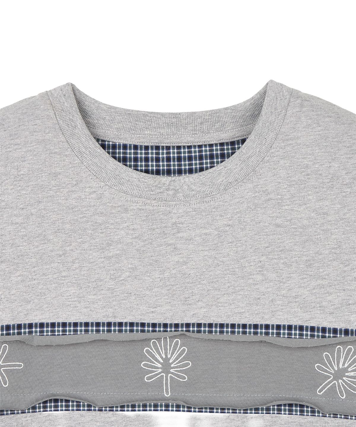 단델(DANDEL) DD check inset symbol tee (GREY)