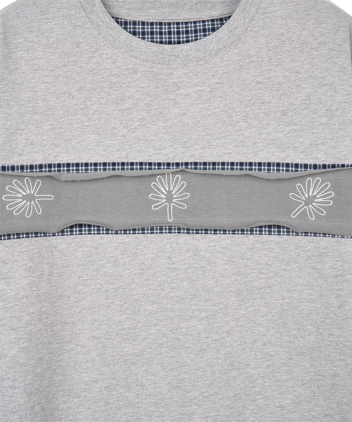 단델(DANDEL) DD check inset symbol tee (GREY)