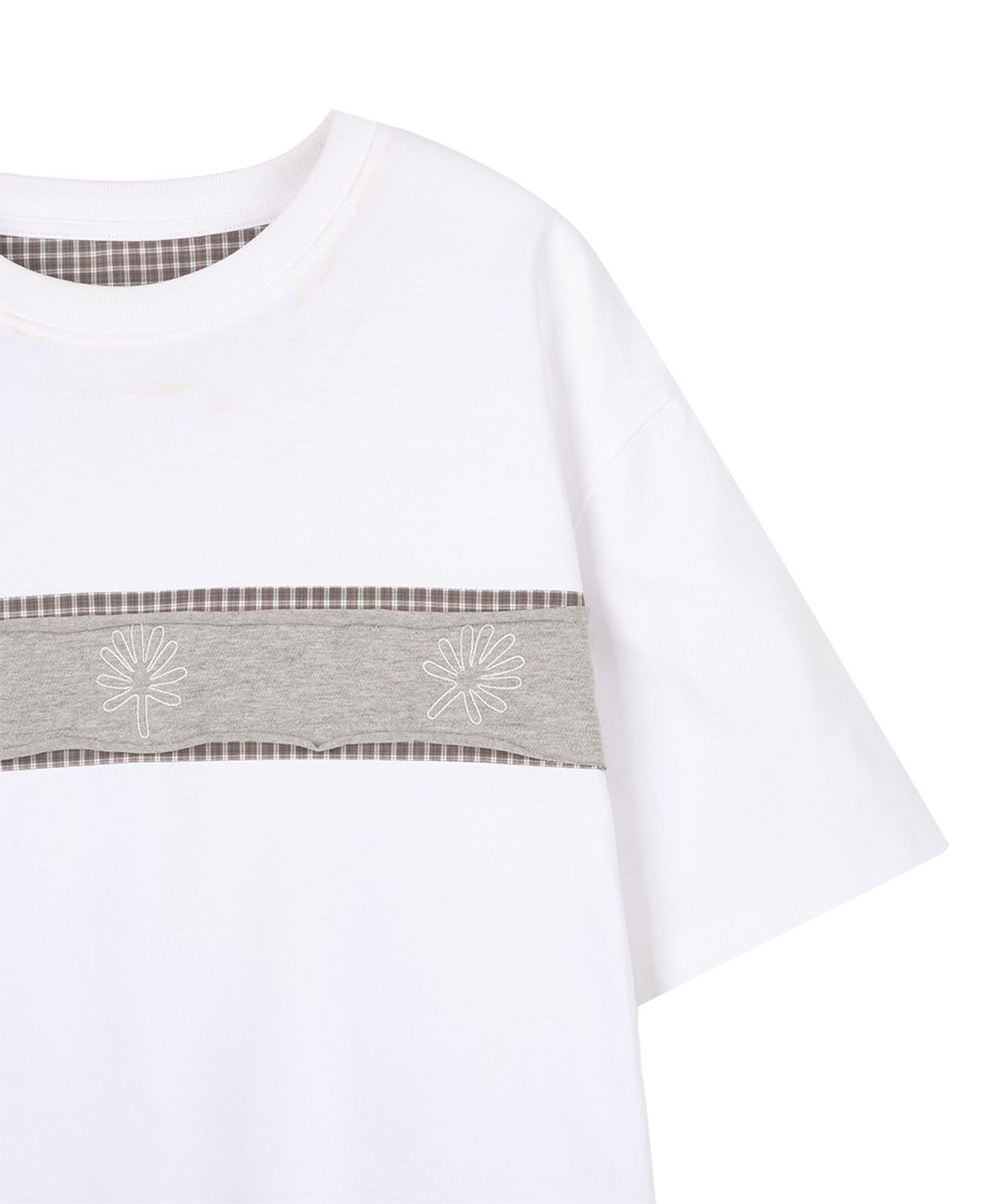 단델(DANDEL) DD check inset symbol tee (WHITE)