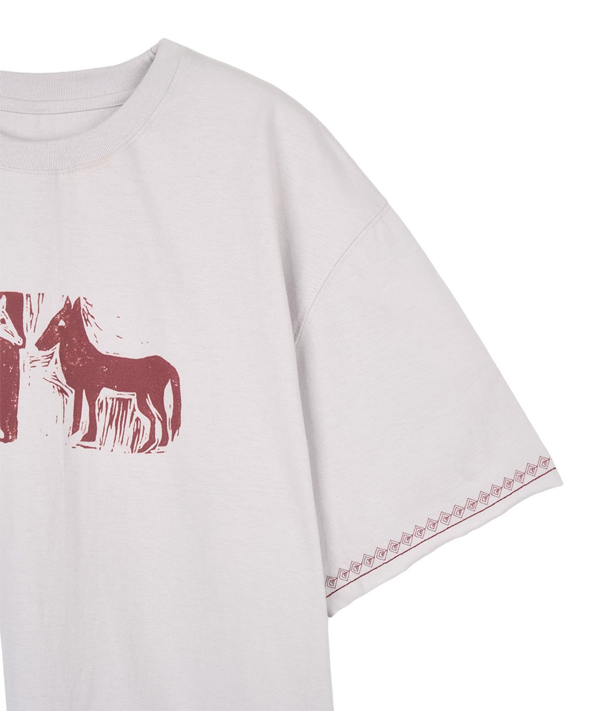 단델(DANDEL) DD two horse stitch tee (LIGHT GREY)