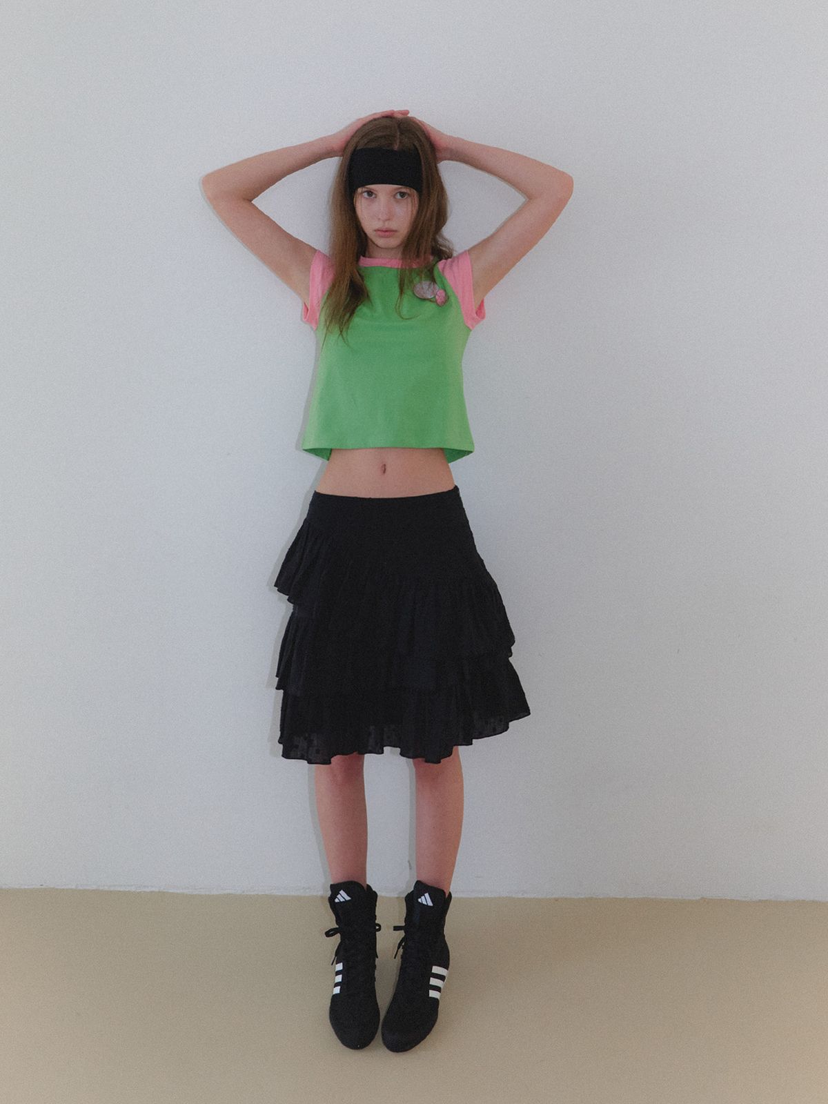 그리트(GREET) 파핏 배색 반팔 티_Pafit T-shirt_Green