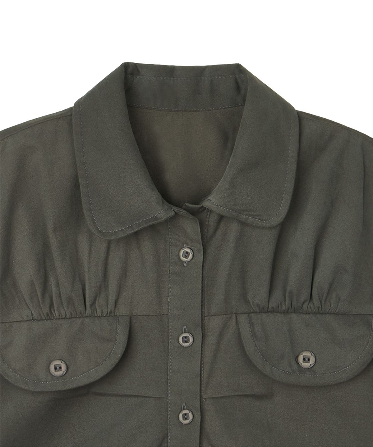 단델(DANDEL) DD pleats round pocket blouse (CHARCOAL)