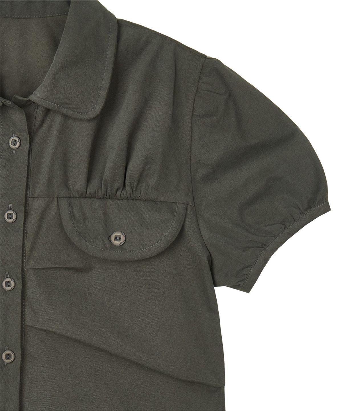 단델(DANDEL) DD pleats round pocket blouse (CHARCOAL)