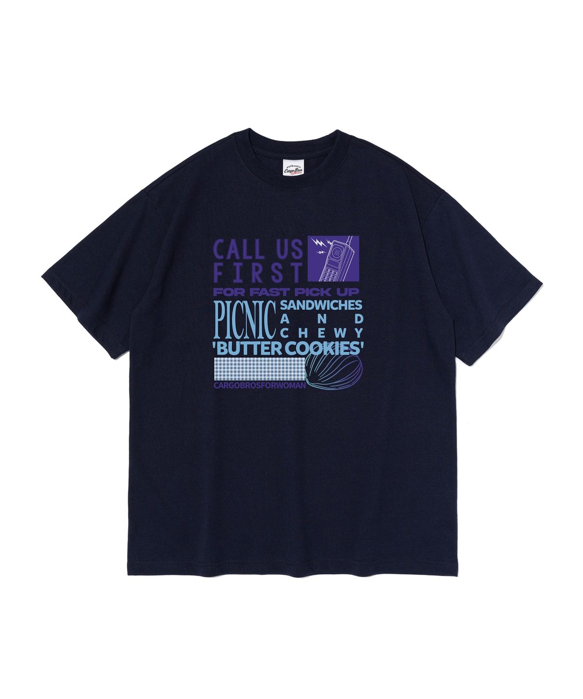 카고브로스 포 우먼(CARGOBROS FOR WOMAN) 퍼스트 피크닉 타이포 반팔티 (네이비)