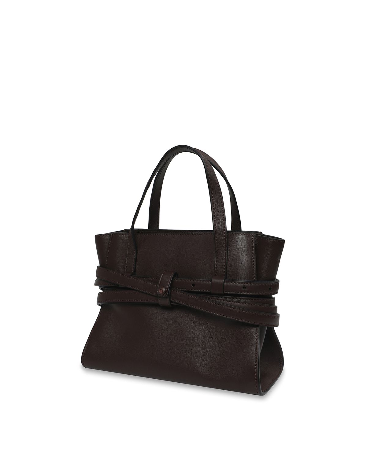 모스키노(MOSCHINO) 타이 미 소프트레더 스몰 쇼핑백 DARK BROWN