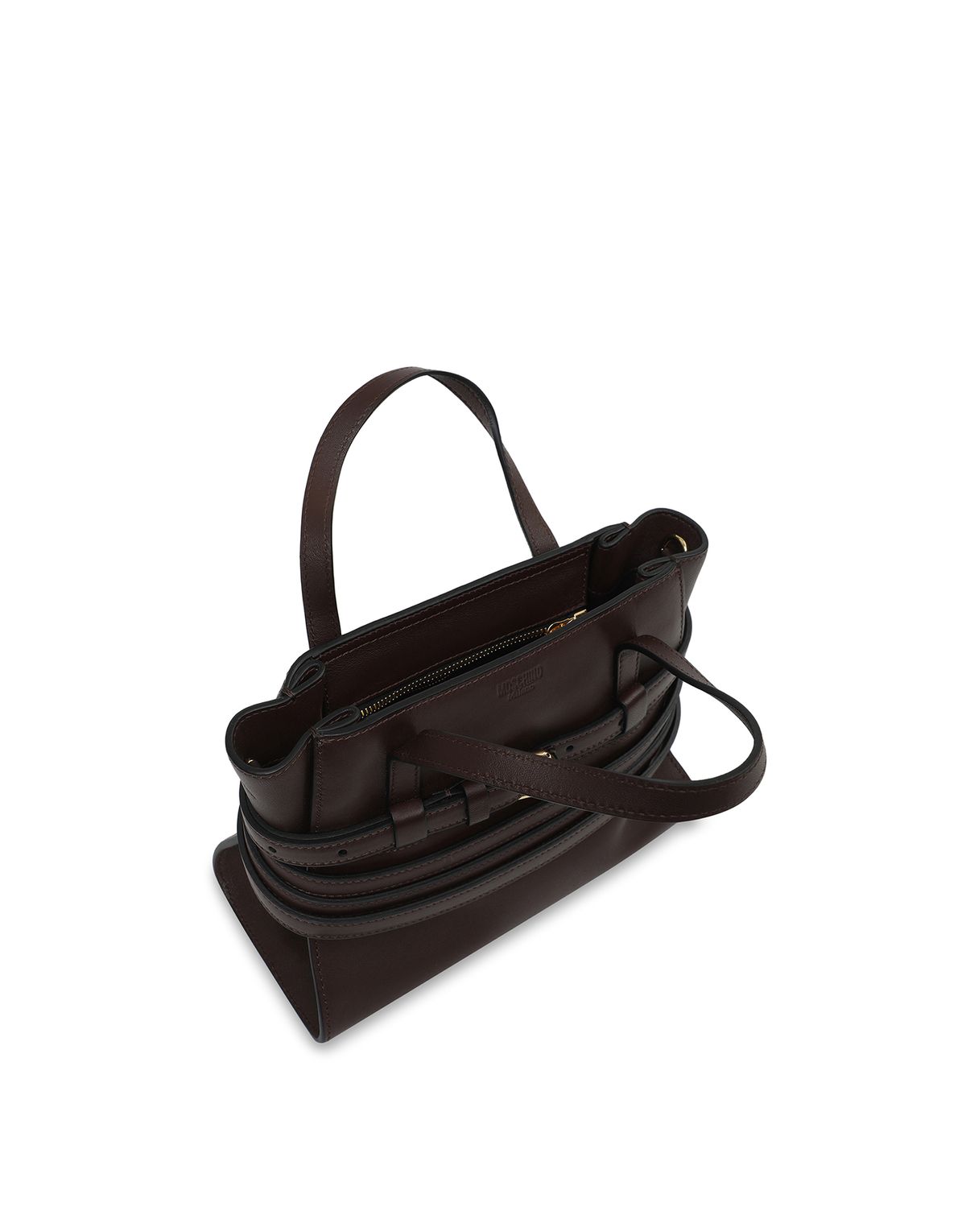 모스키노(MOSCHINO) 타이 미 소프트레더 스몰 쇼핑백 DARK BROWN
