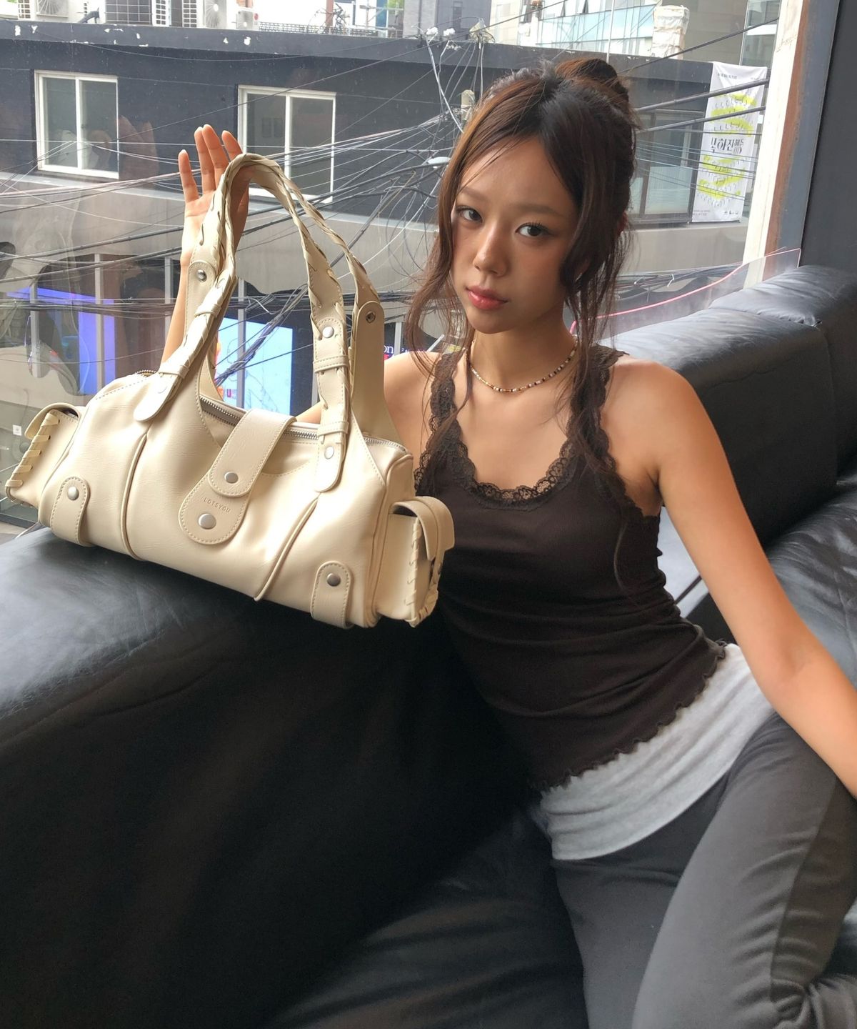 라츠유(LOTSYOU) LOTSYOU_Twisty Bag IVORY