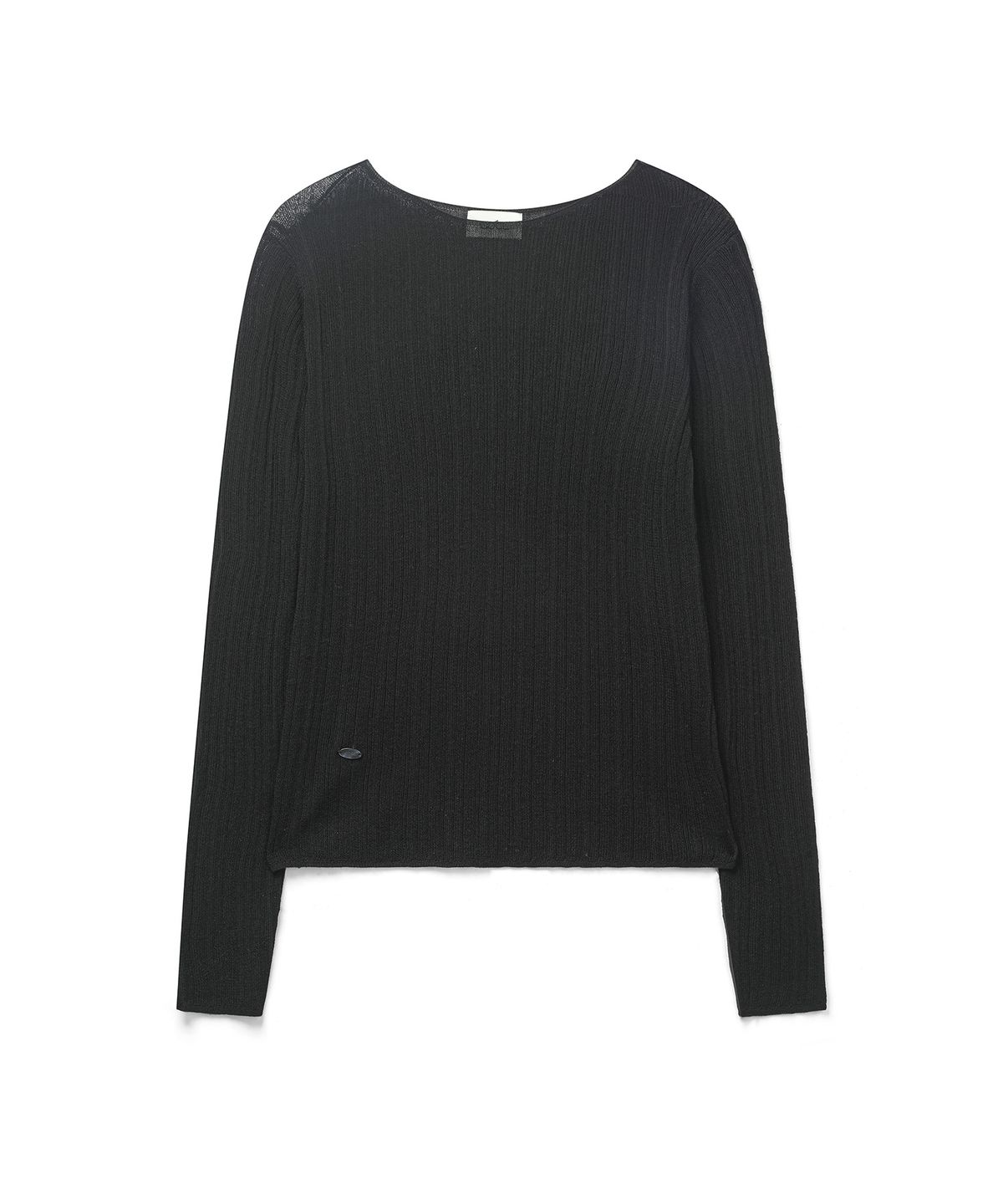 커스텀어클락 우먼(COSTUMEOCLOCK WOMAN) 린넨 시스루 골지 오프숄더 니트 4 COLOR COWKT021