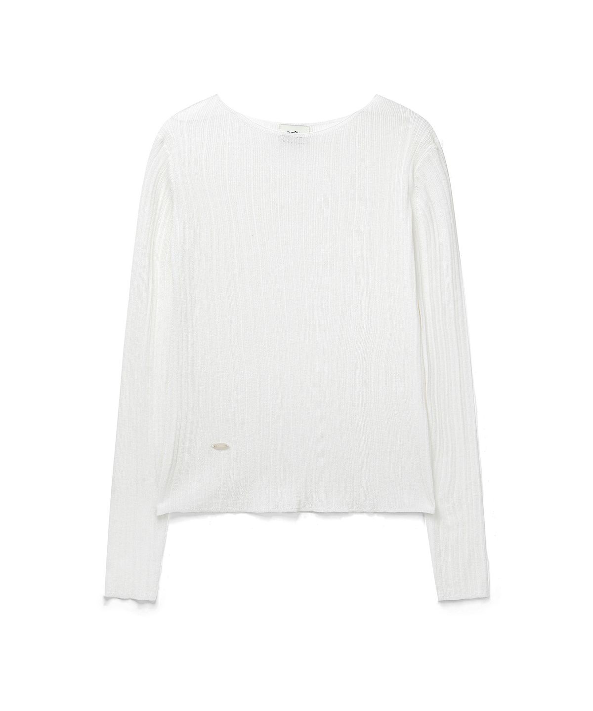 커스텀어클락 우먼(COSTUMEOCLOCK WOMAN) 린넨 시스루 골지 오프숄더 니트 4 COLOR COWKT021