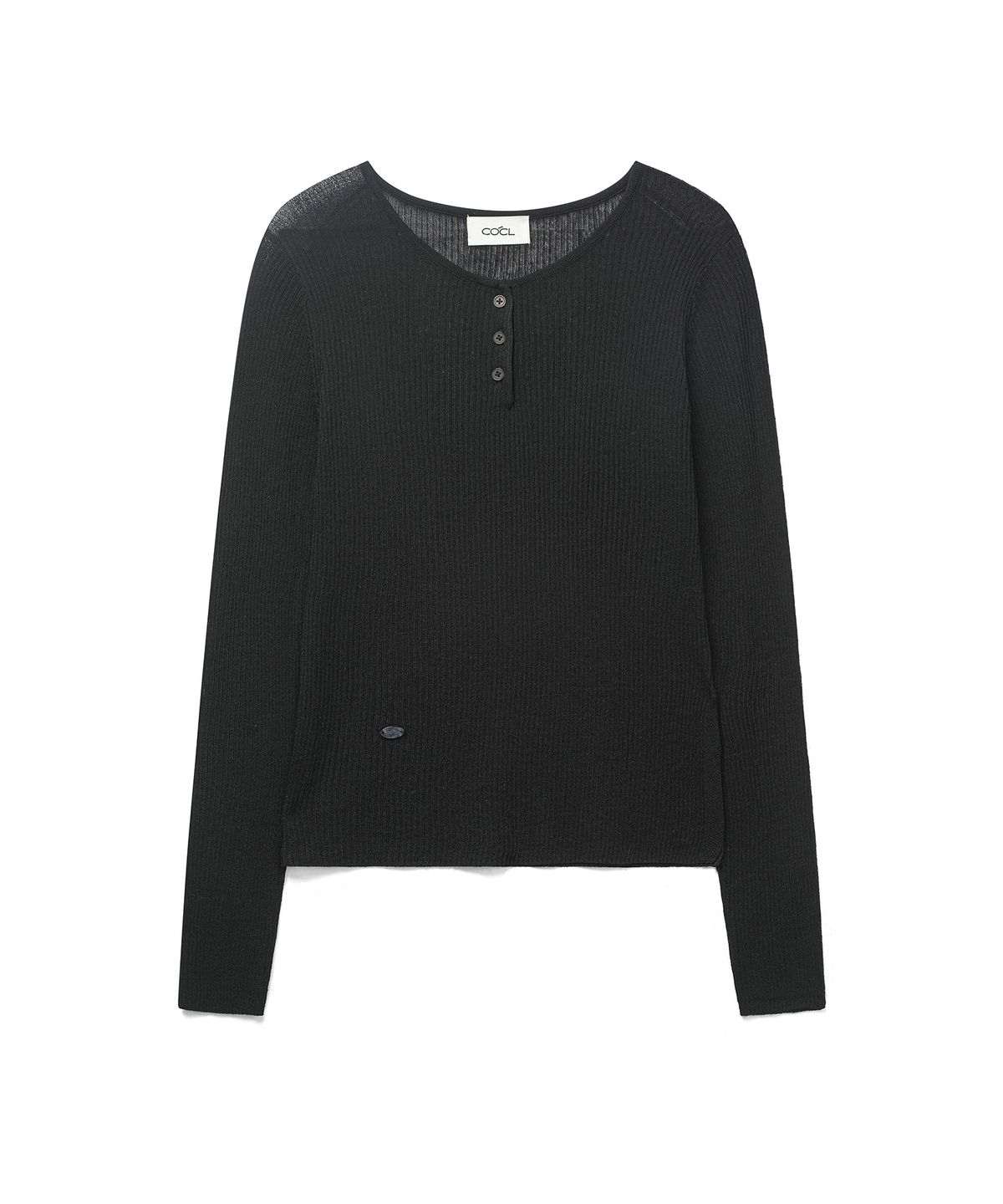 커스텀어클락 우먼(COSTUMEOCLOCK WOMAN) 린넨 시스루 골지 헨리넥 니트 5 COLOR COWKT019