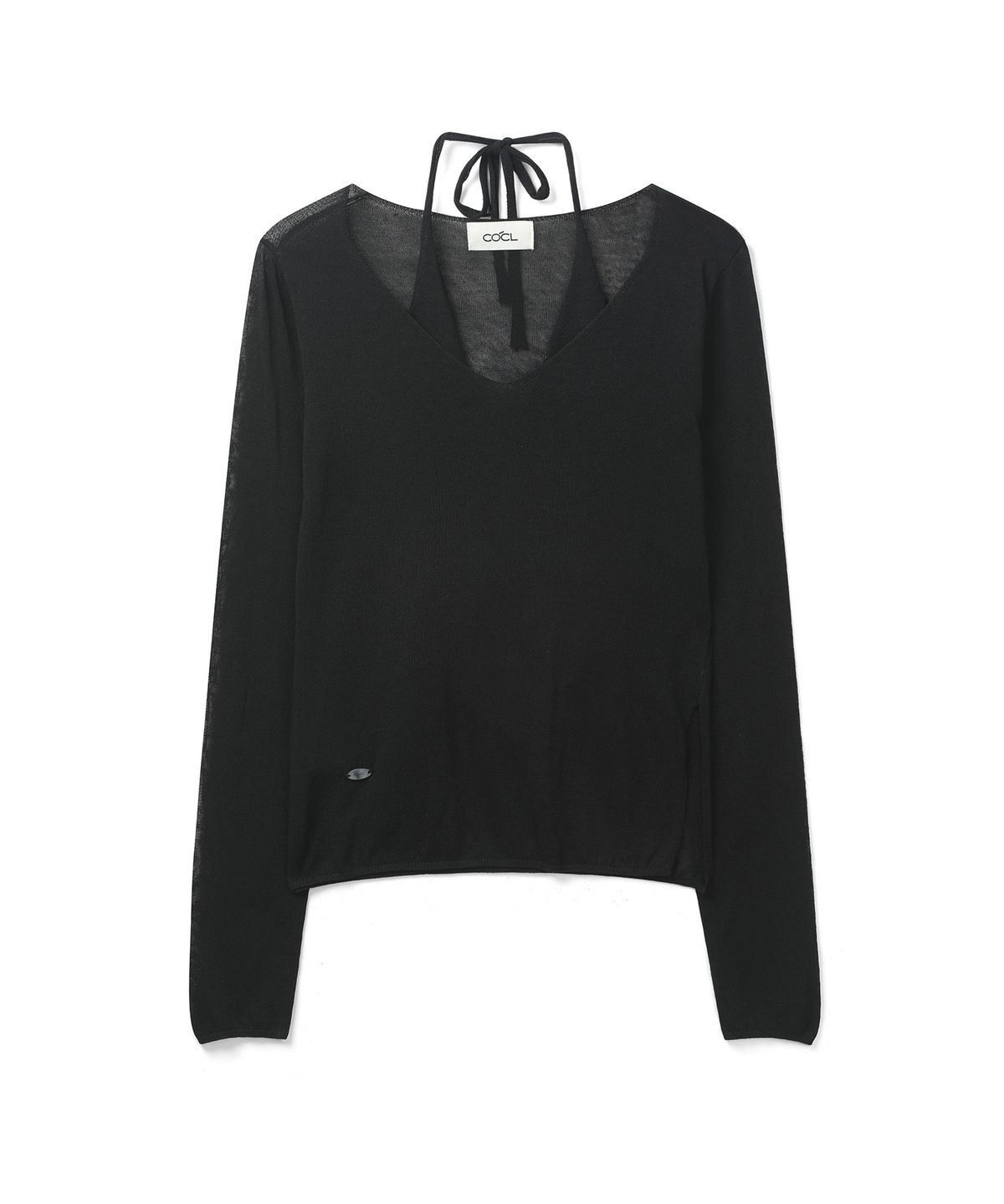 커스텀어클락 우먼(COSTUMEOCLOCK WOMAN) 린넨 시스루 홀터넥 레이어드 니트 셋업 4 COLOR COWKT015