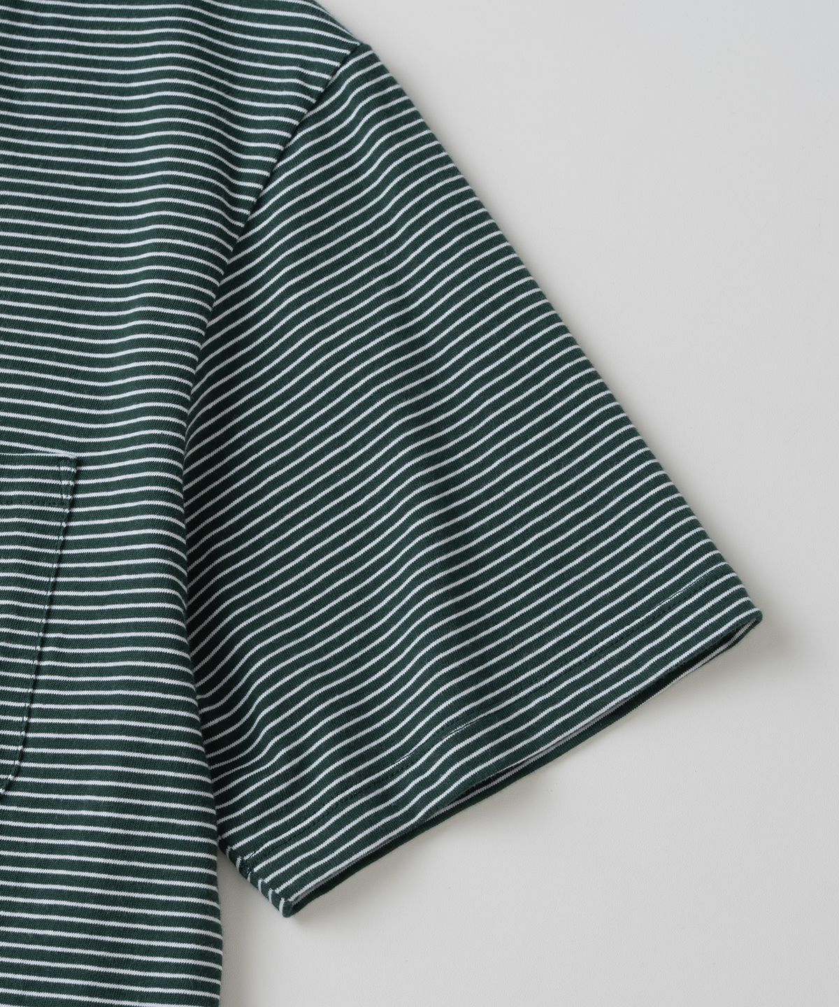 와기(WHAGI) Vintage Stripe S/S Pocket Tee (D.Green Stripe)