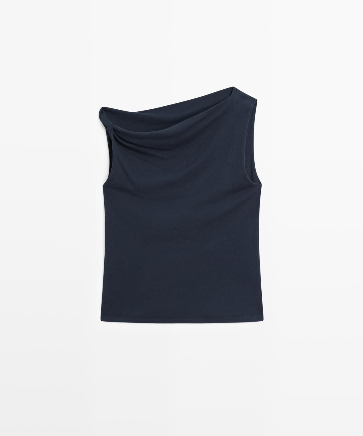 마시모두띠(MASSIMO DUTTI) 아시메트릭 드롭 숄더 탑