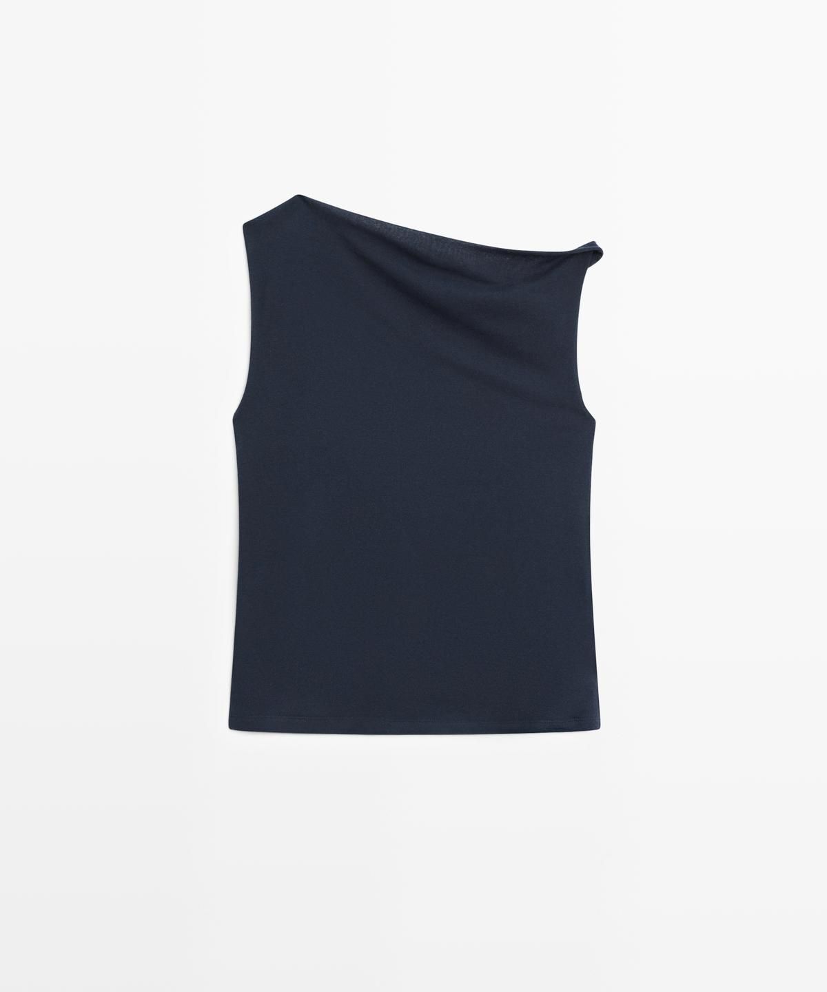 마시모두띠(MASSIMO DUTTI) 아시메트릭 드롭 숄더 탑