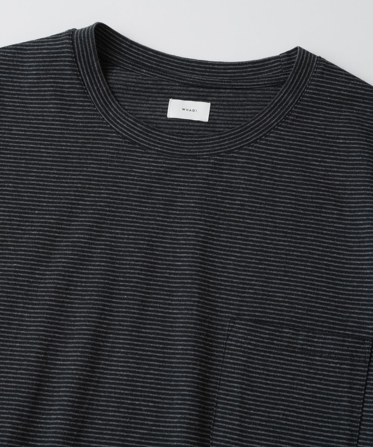 와기(WHAGI) Vintage Stripe S/S Pocket Tee (Black Stripe)