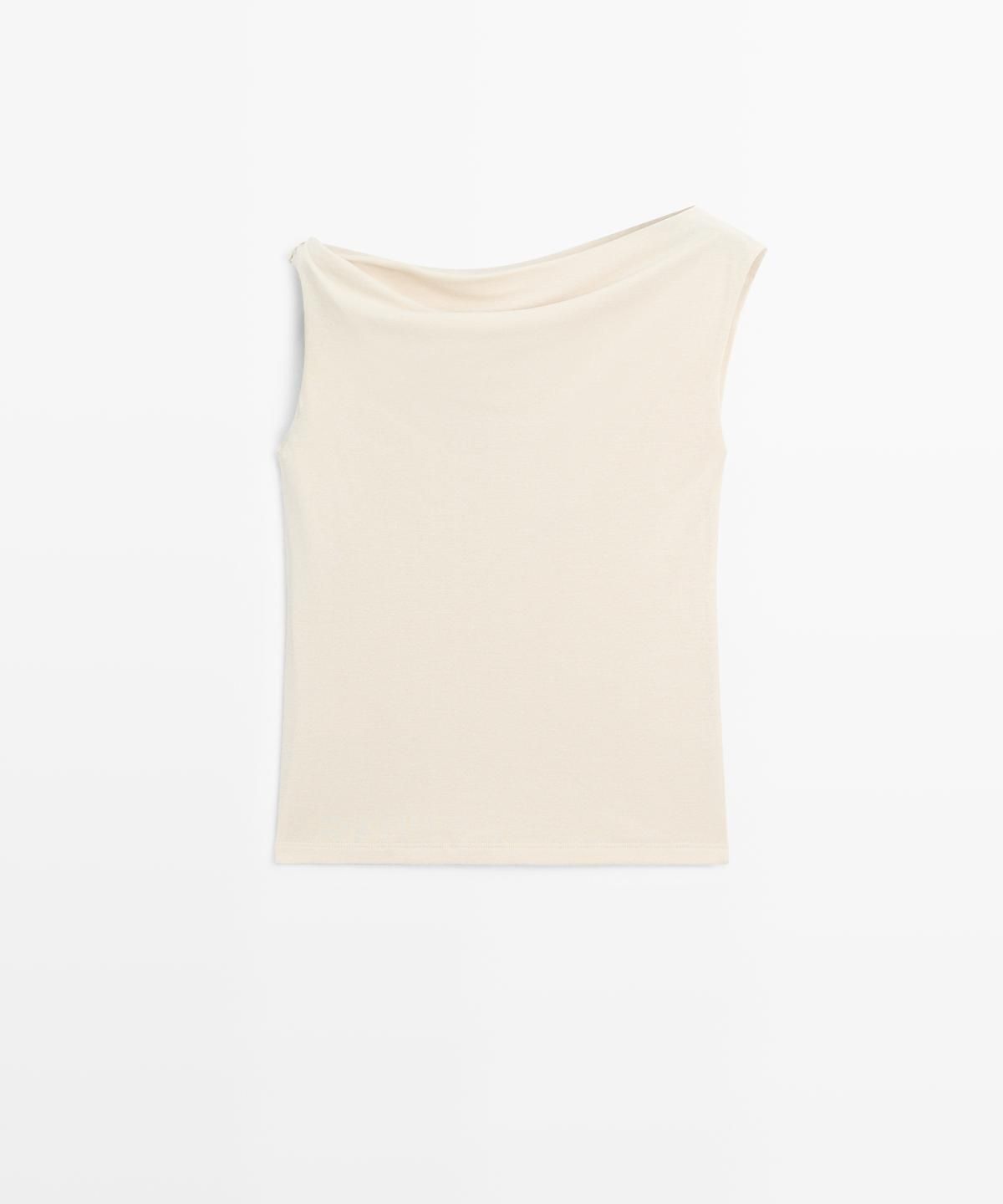 마시모두띠(MASSIMO DUTTI) 아시메트릭 드롭 숄더 탑