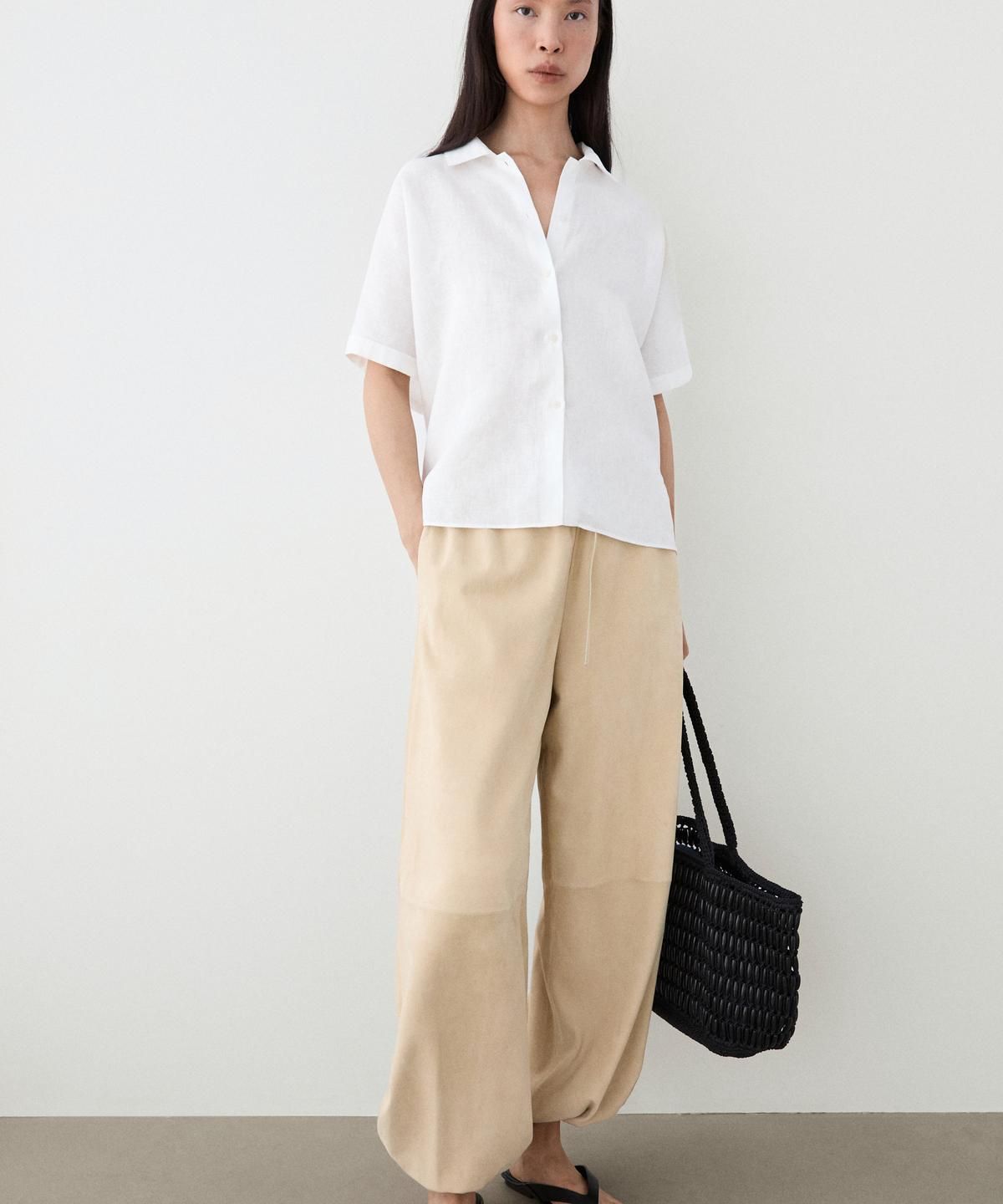 마시모두띠(MASSIMO DUTTI) 100% 리넨 반팔 셔츠