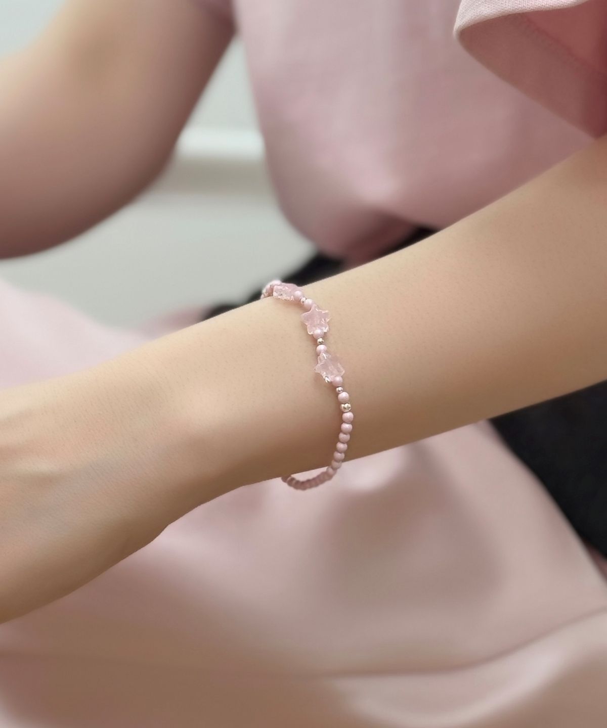 봉보(BONBEAU) Star glass swarovski pearl Bracelet 스타 글라스 스와로브스키 크리스탈 진주 비즈 팔찌 3mm