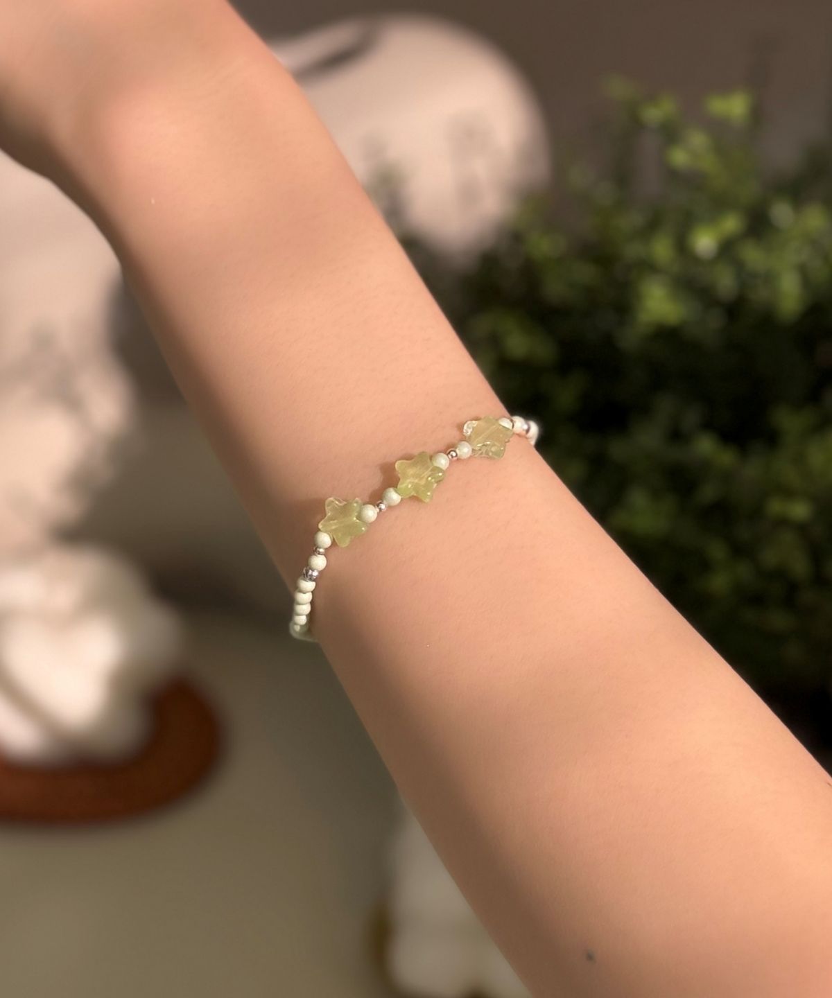 봉보(BONBEAU) Star glass swarovski pearl Bracelet 스타 글라스 스와로브스키 크리스탈 진주 비즈 팔찌 3mm