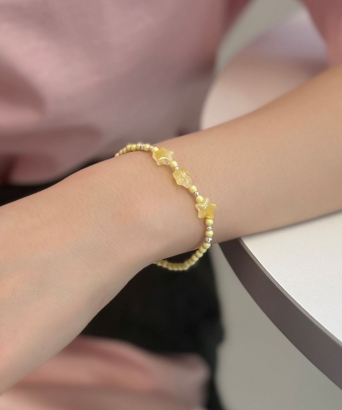 봉보(BONBEAU) Star glass swarovski pearl Bracelet 스타 글라스 스와로브스키 크리스탈 진주 비즈 팔찌 3mm