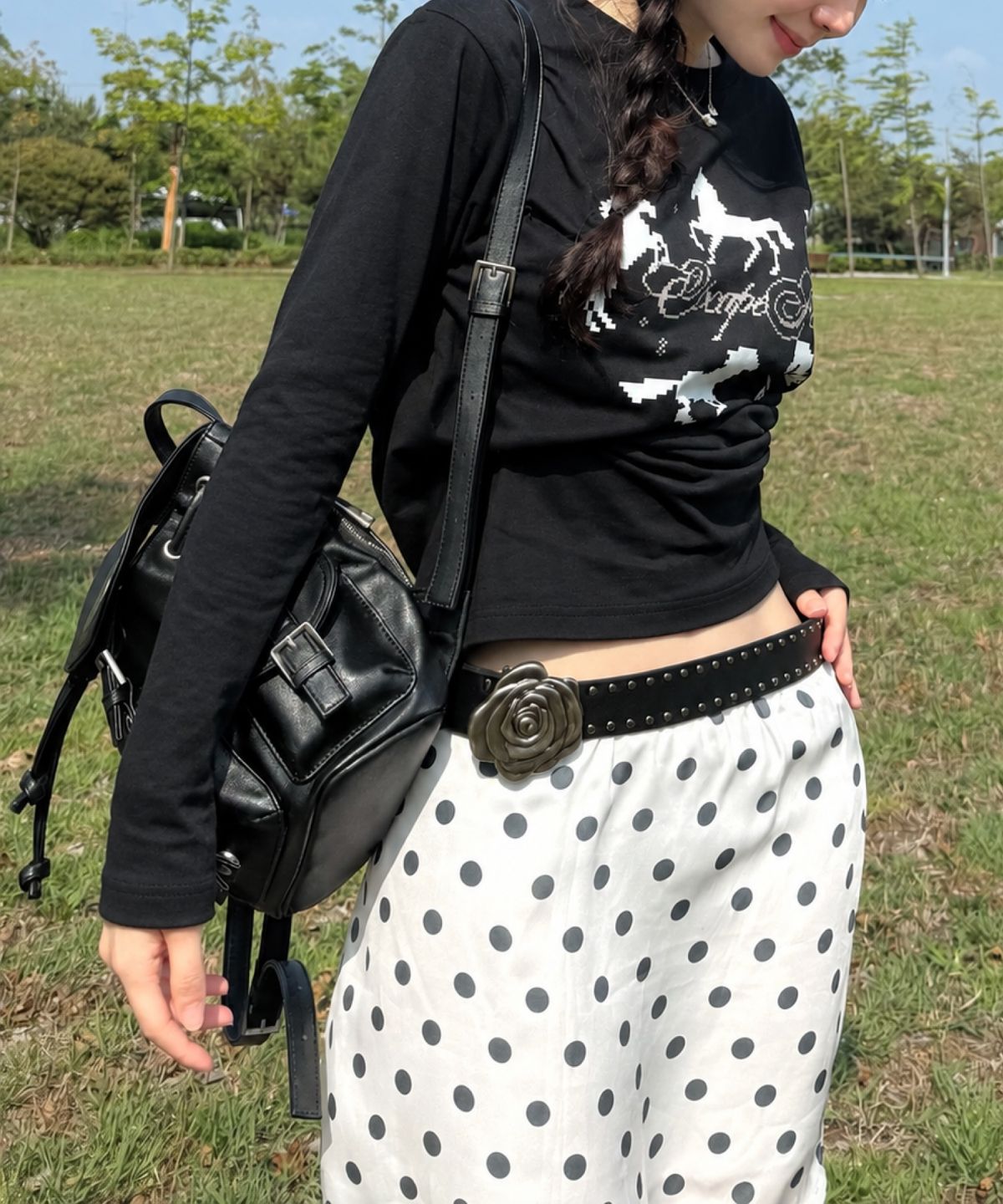 라츠유(LOTSYOU) [Leather] Nostalgia Non Twinkle Backpack BLACK