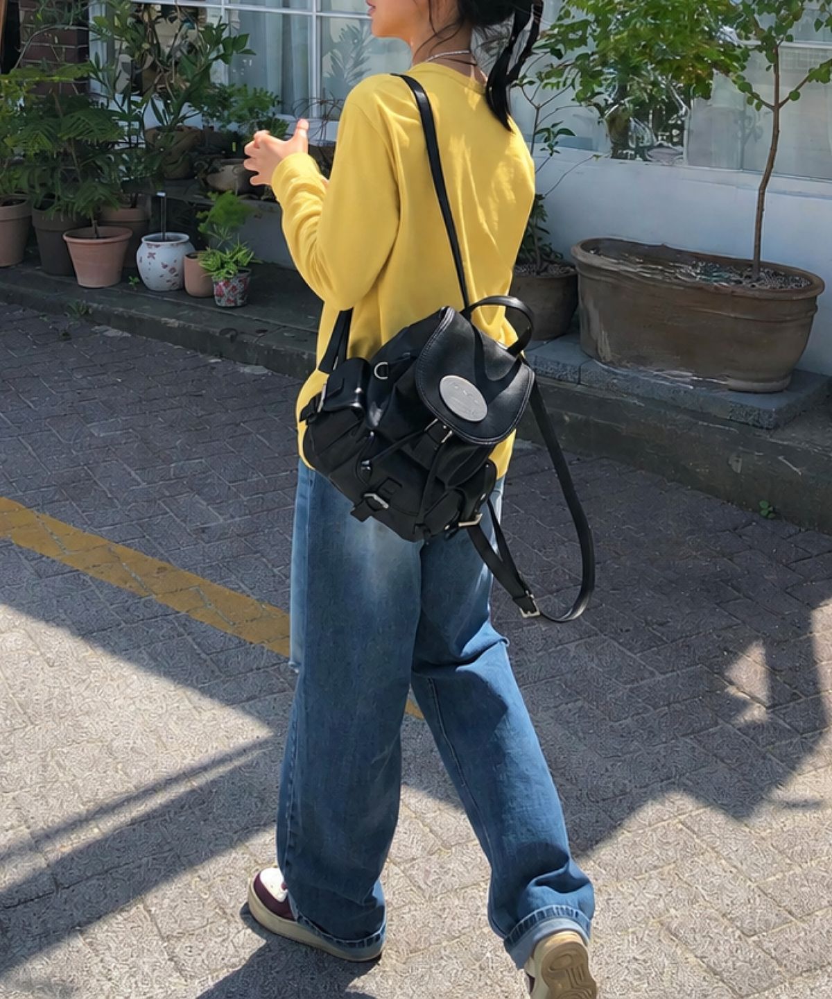 라츠유(LOTSYOU) [Leather] Nostalgia Non Twinkle Backpack BLACK