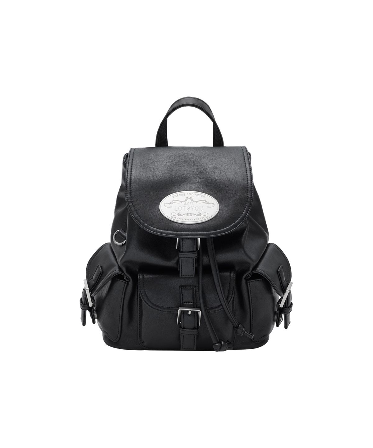 라츠유(LOTSYOU) [Leather] Nostalgia Non Twinkle Backpack BLACK