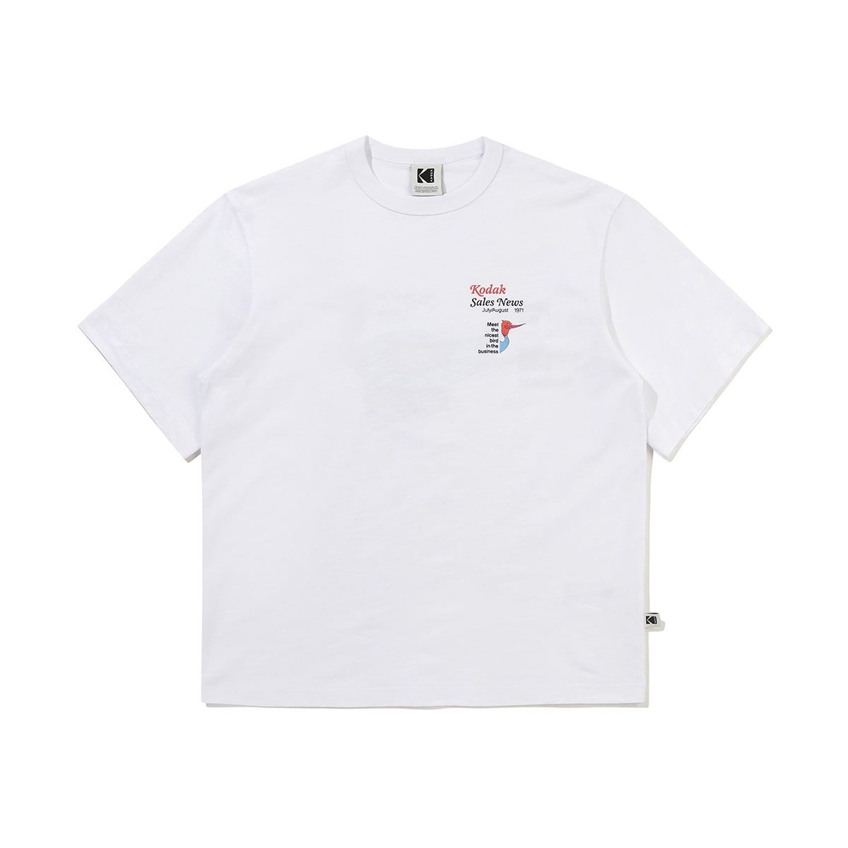 코닥(KODAK) 세미오버핏 슬럽 반팔 티셔츠 WHITE