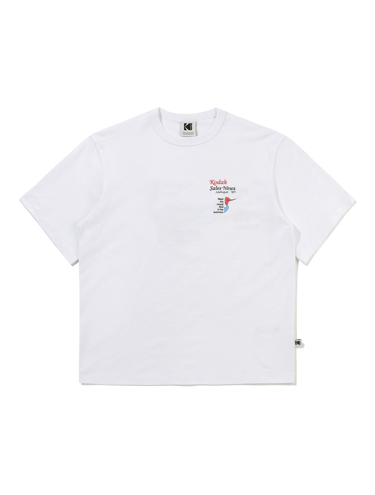 코닥(KODAK) 세미오버핏 슬럽 반팔 티셔츠 WHITE