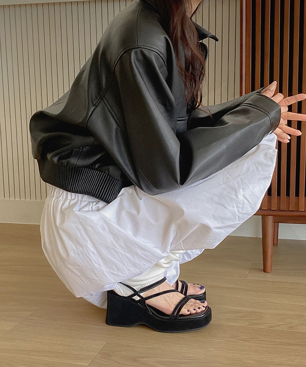 무드앤플(MOODNPLE) Kiko 스트랩 플랫폼 샌들 black 7cm
