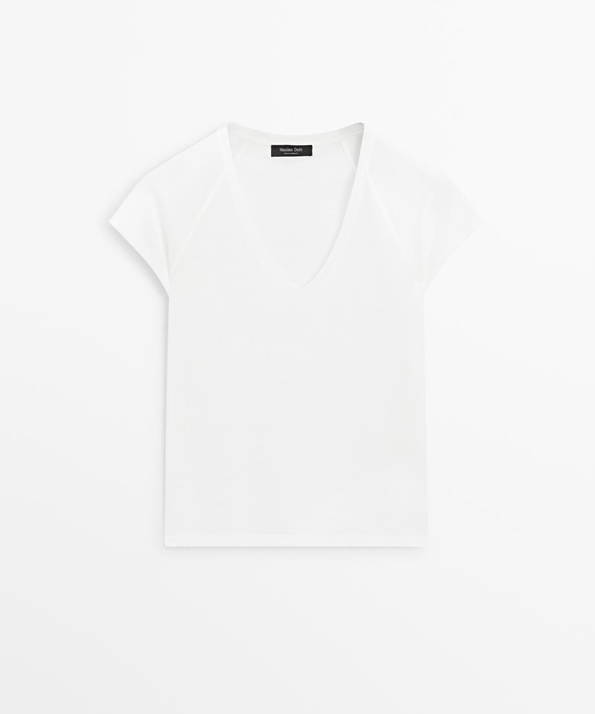 마시모두띠(MASSIMO DUTTI) 100% 머서라이즈 코튼 티셔츠