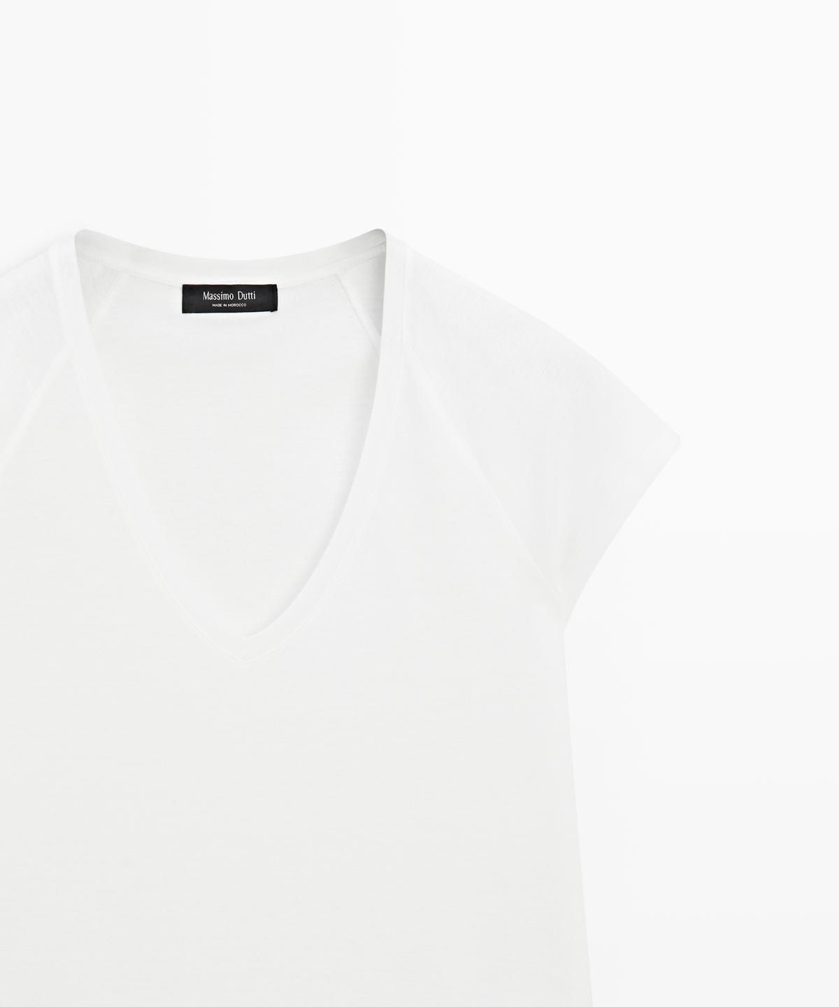 마시모두띠(MASSIMO DUTTI) 100% 머서라이즈 코튼 티셔츠