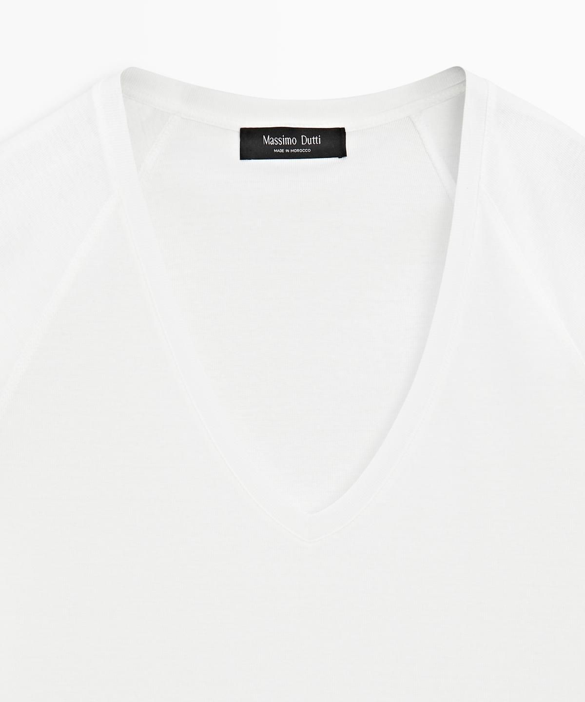 마시모두띠(MASSIMO DUTTI) 100% 머서라이즈 코튼 티셔츠
