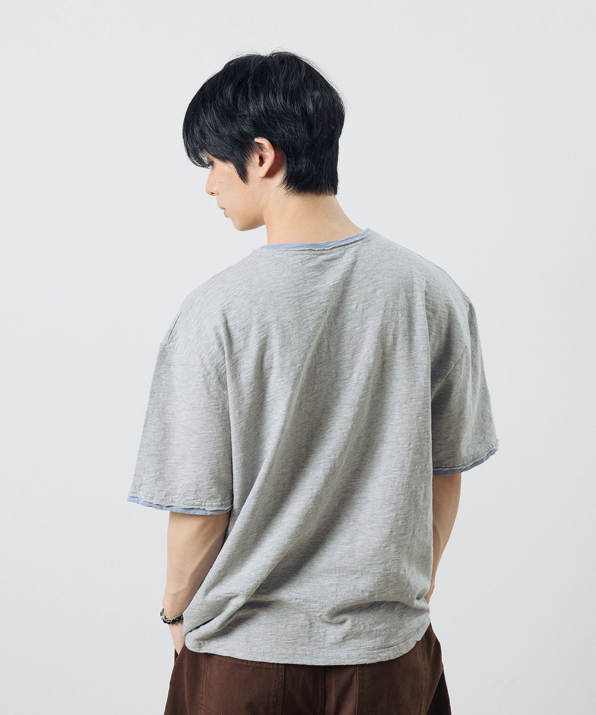 딥센스(DEEP SENSE) 빈티지 워싱 크롭 반팔 티셔츠 - 그레이