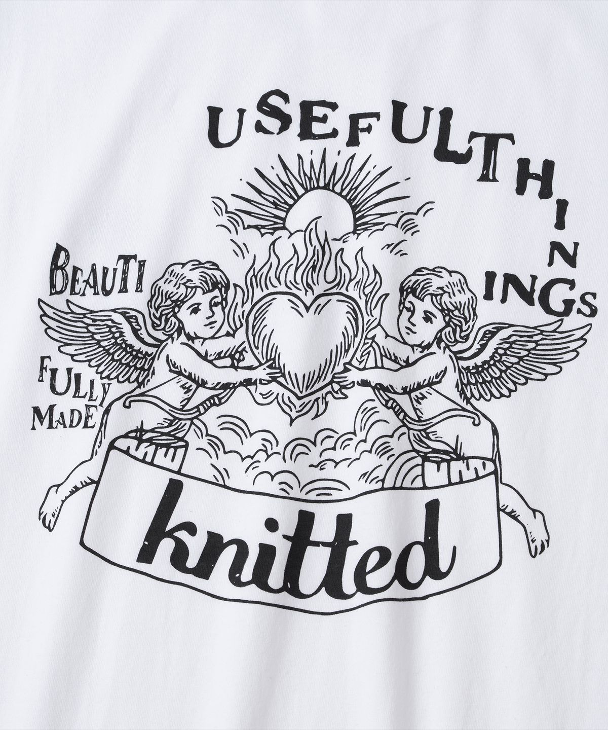 니티드(KNITTED) 헤븐리 버닝 하트 크롭 티셔츠 WHITE