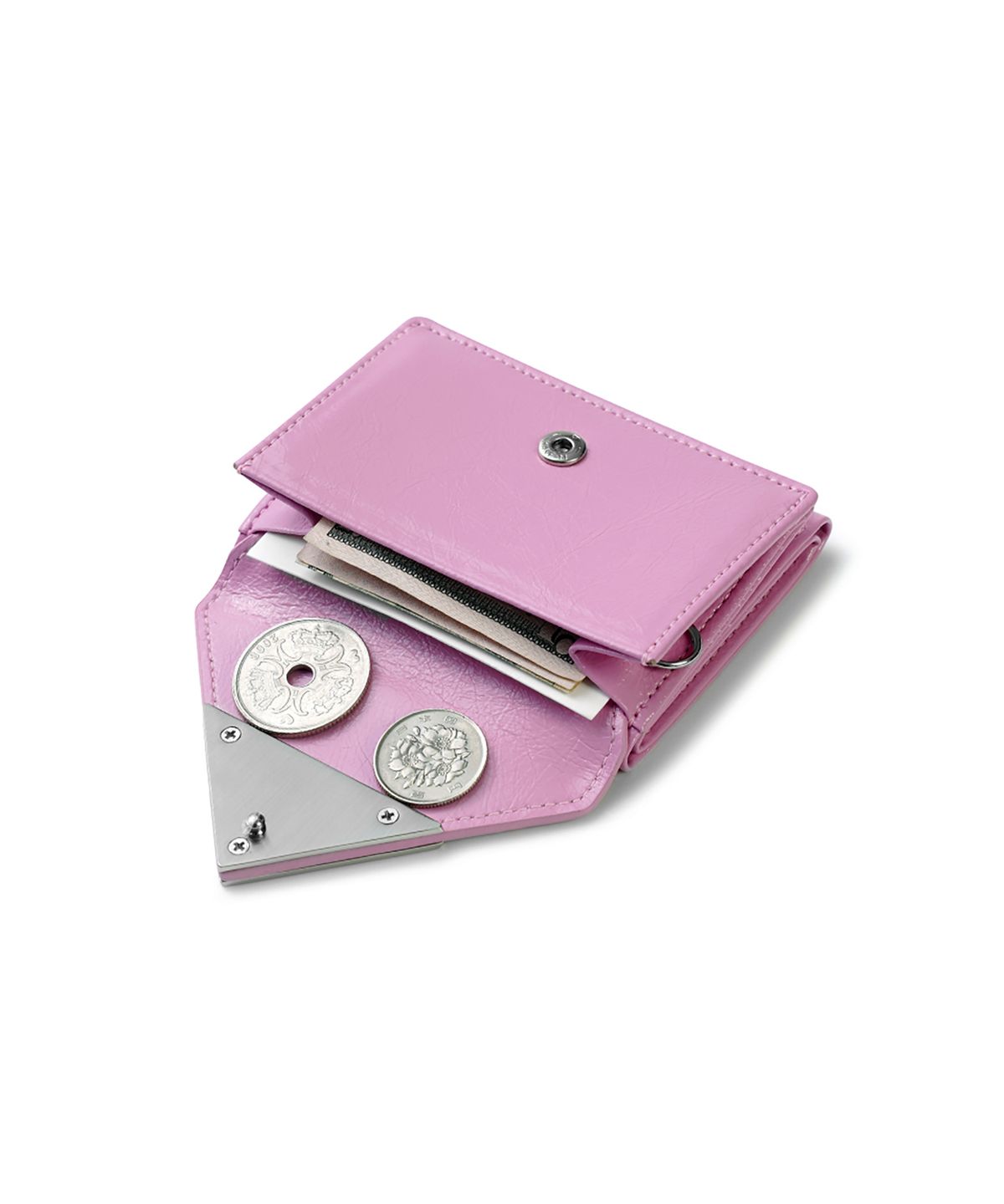 페넥(FENNEC) CRINKLE TRIANGLE TRIPLE WALLET - LILAC PINK