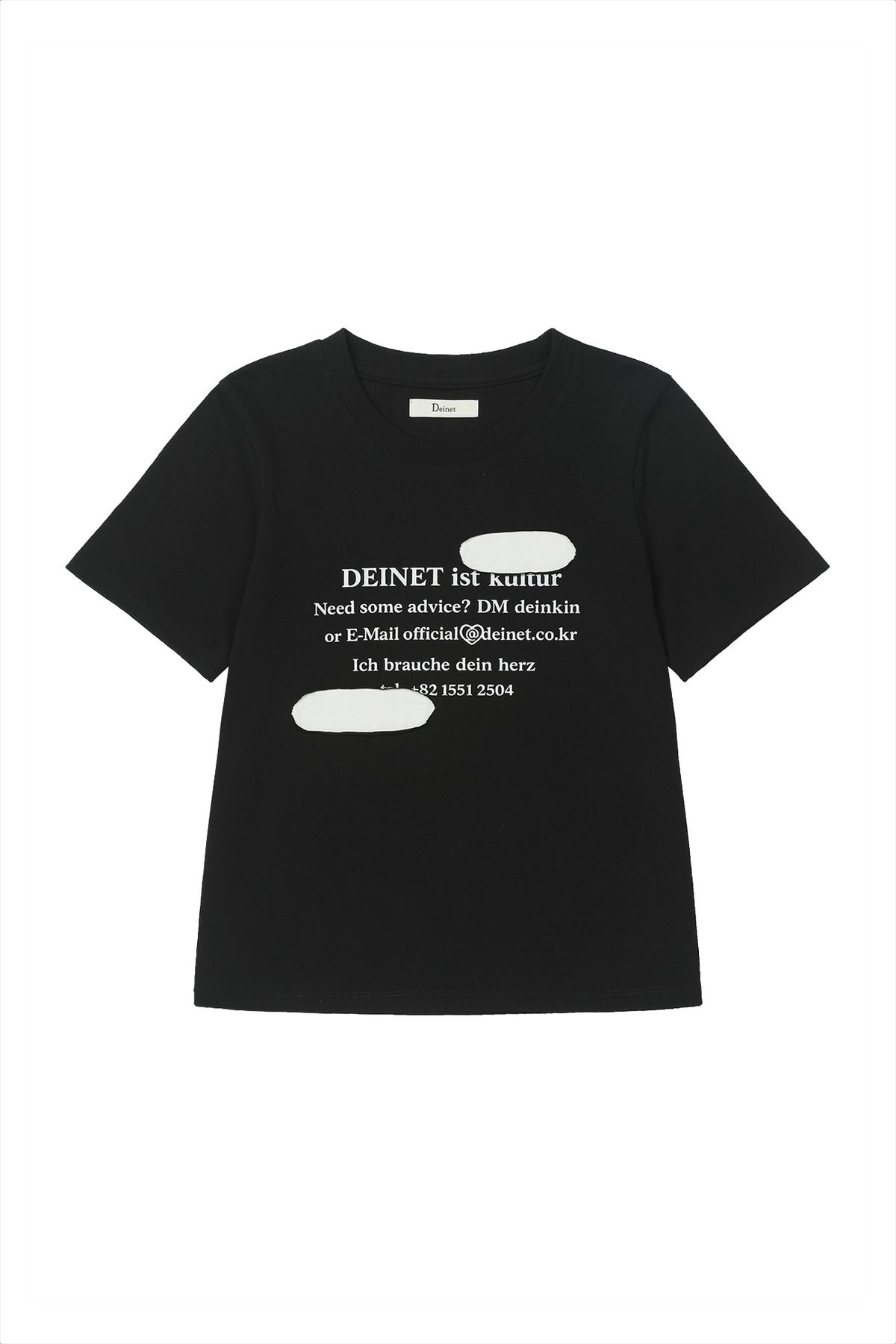 다이닛(DEINET) PATCHED LETTERING T-SHIRT IN BLACK
