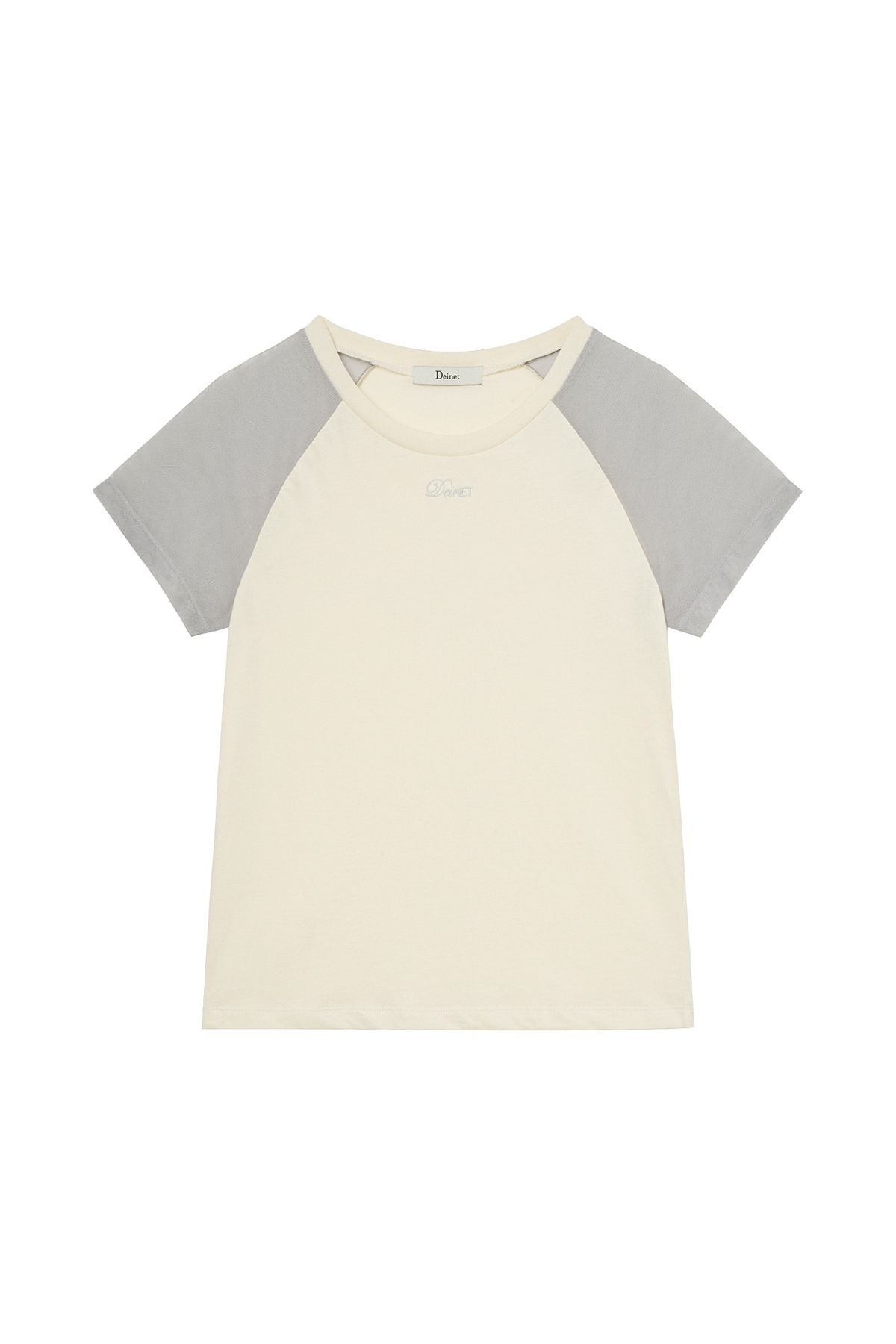 다이닛(DEINET) MESH CONTRAST RAGLAN T-SHIRT IN LIGHT YELLOW