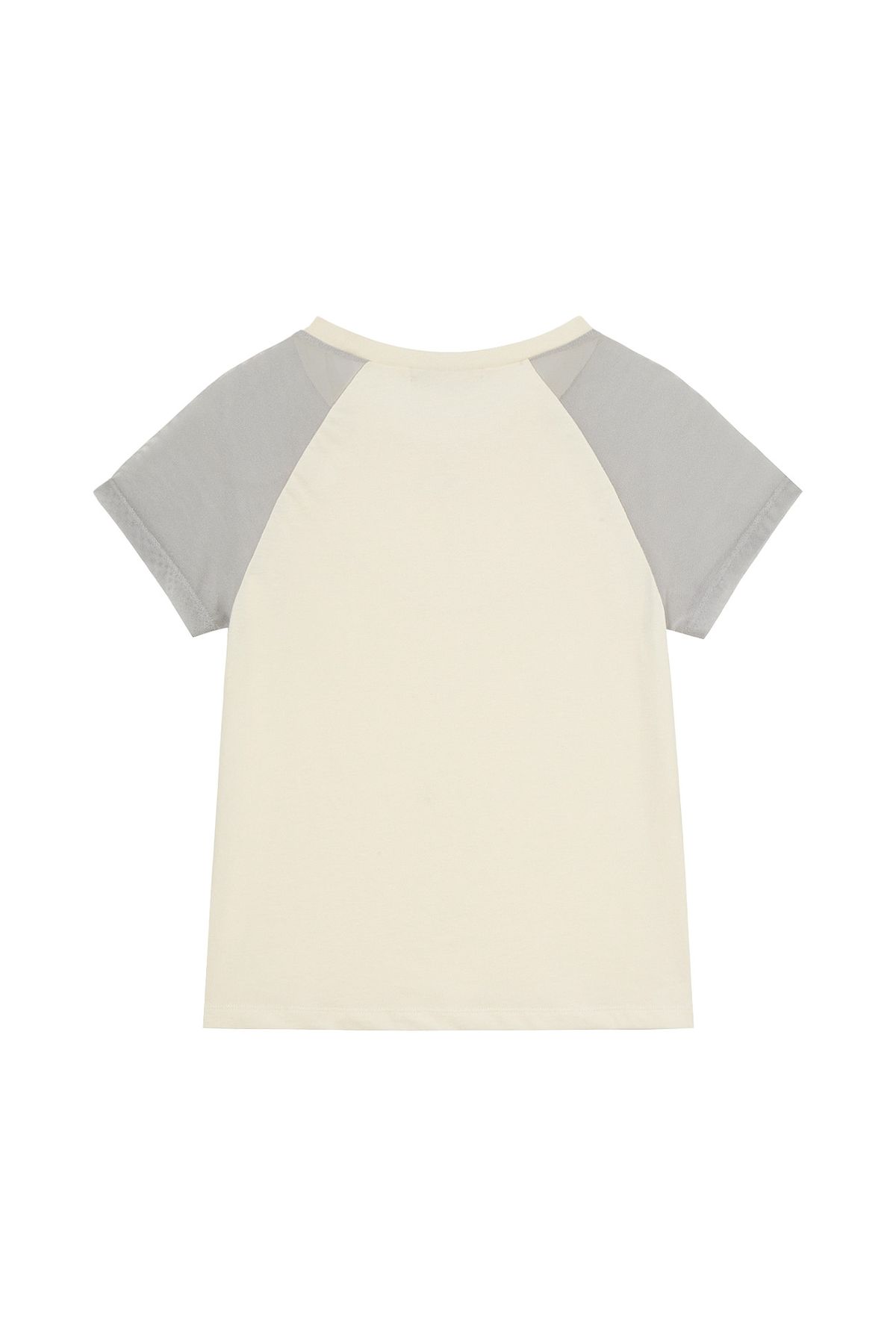 다이닛(DEINET) MESH CONTRAST RAGLAN T-SHIRT IN LIGHT YELLOW